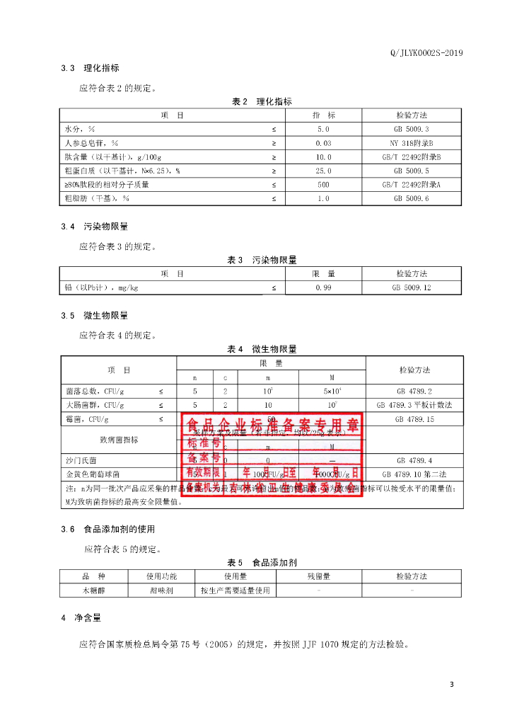Q/JLYK 0002S-2019 标准预览