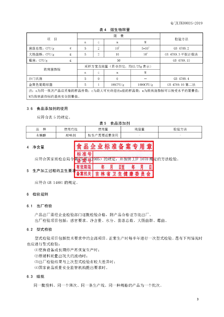 Q/JLYK 0003S-2019 标准预览