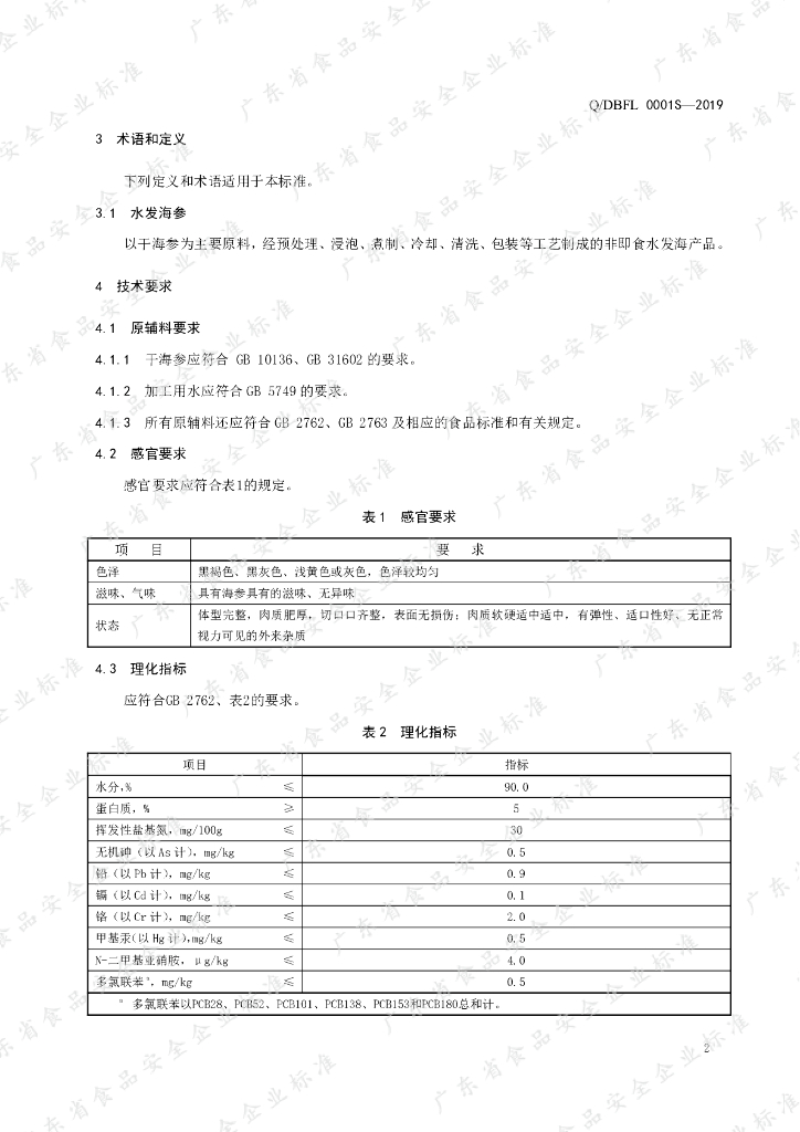 Q/DBFL 0001S-2019 标准预览