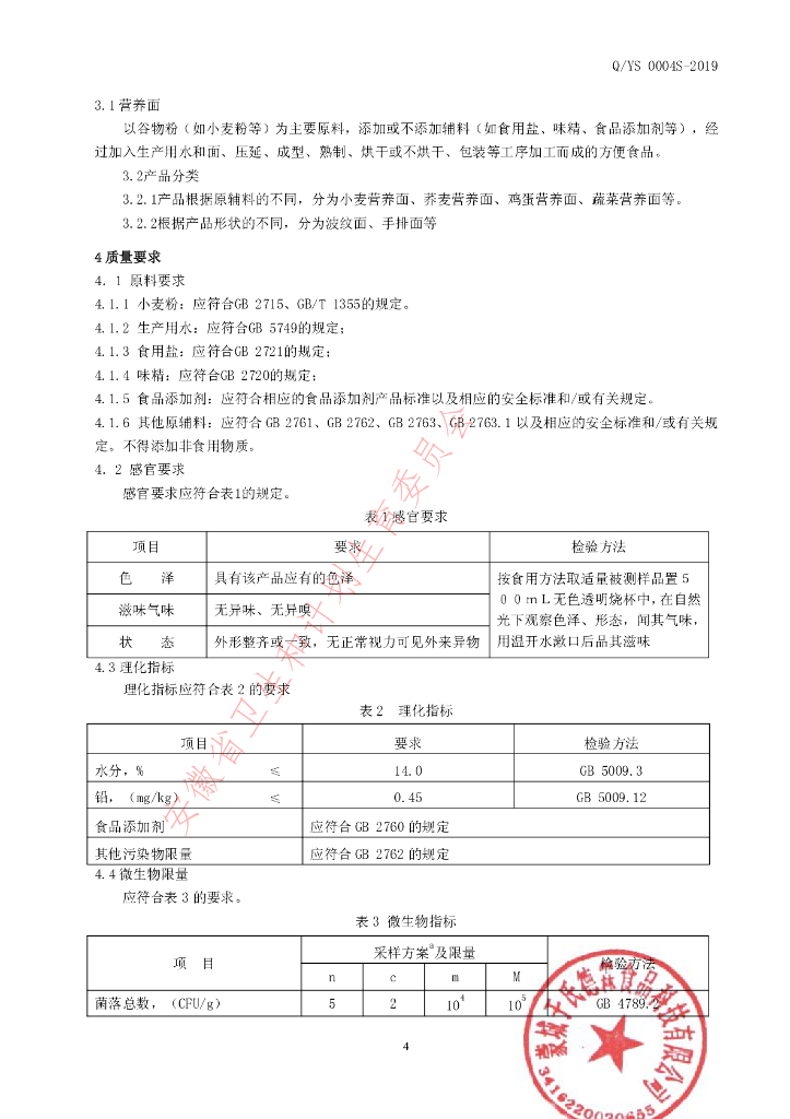 Q/YS 0004S-2019 标准预览