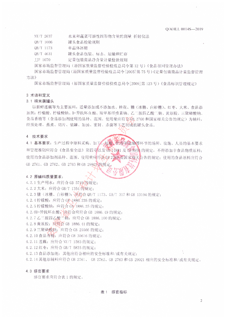 Q/AHLL 0014S-2019 标准预览
