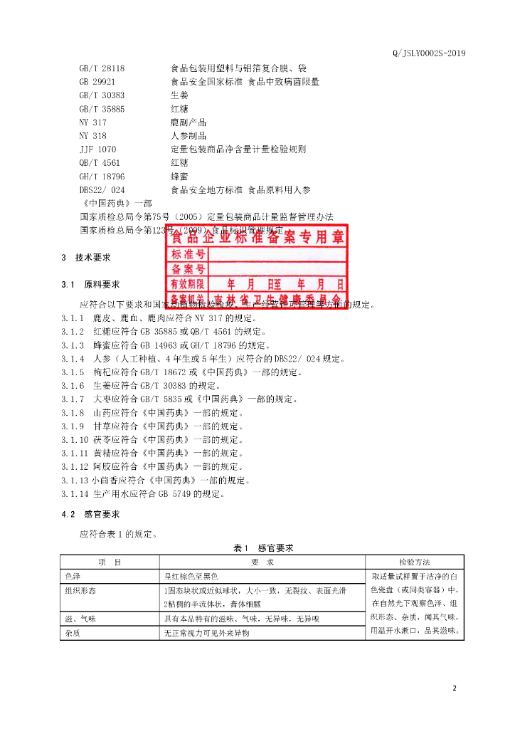 Q/JSLY 0002S-2019 标准预览