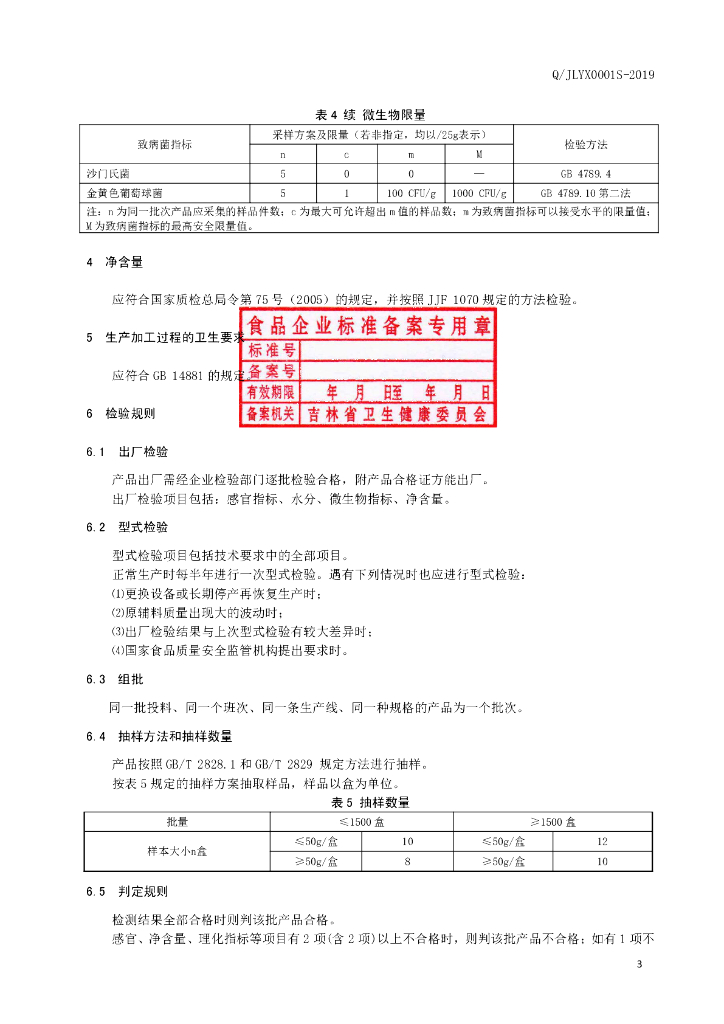 Q/JLYX 0001S-2019 标准预览