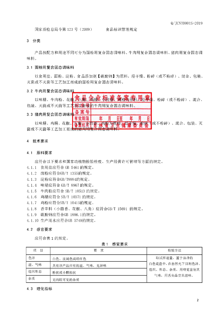 Q/JCNT 0001S-2019 标准预览