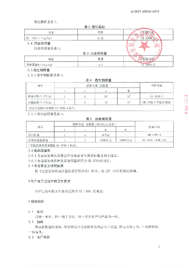 Q/XSZY 0001S-2019 标准预览