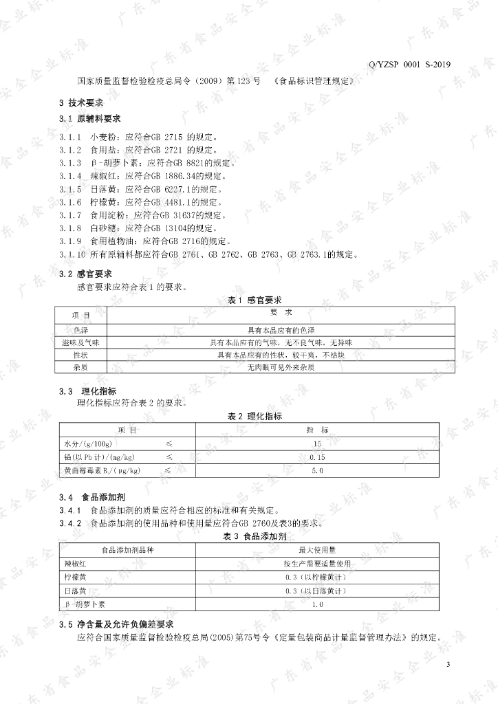 Q/YZSP 0001S-2019 标准预览