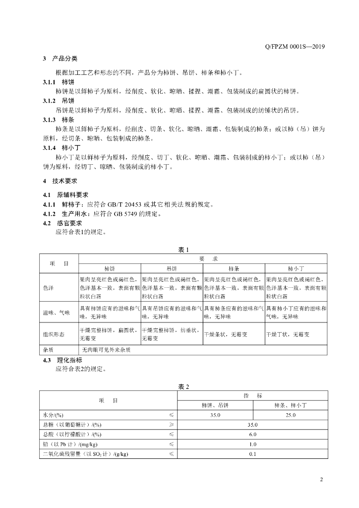 Q/FPZM 0001S-2019 标准预览