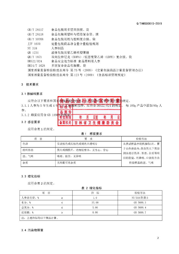 Q/THMS 0001S-2019 标准预览