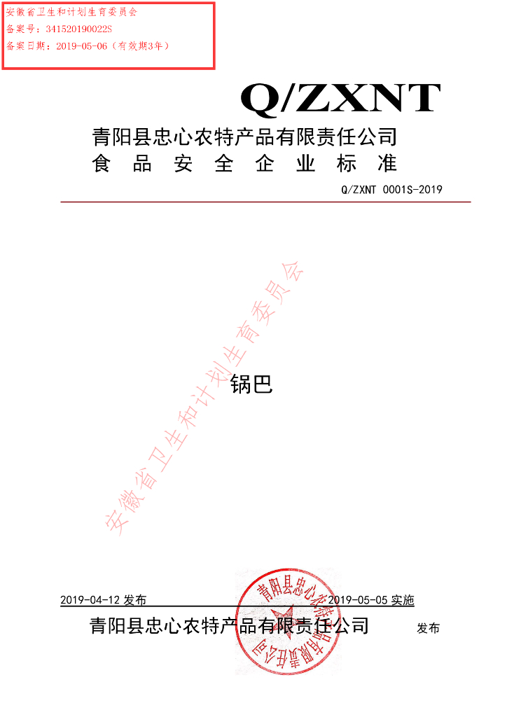 Q/ZXNT 0001S-2019 标准预览