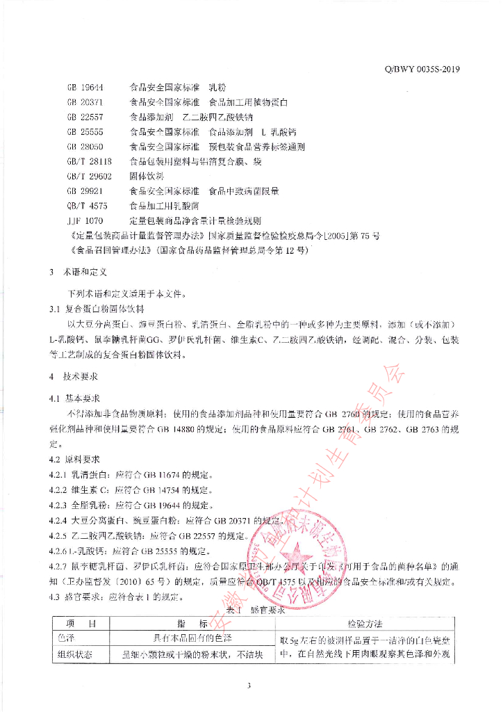 Q/BWY 0035S-2019 标准预览