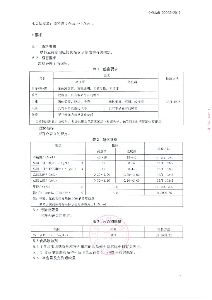 Q/WAAB 0002S-2019 标准预览