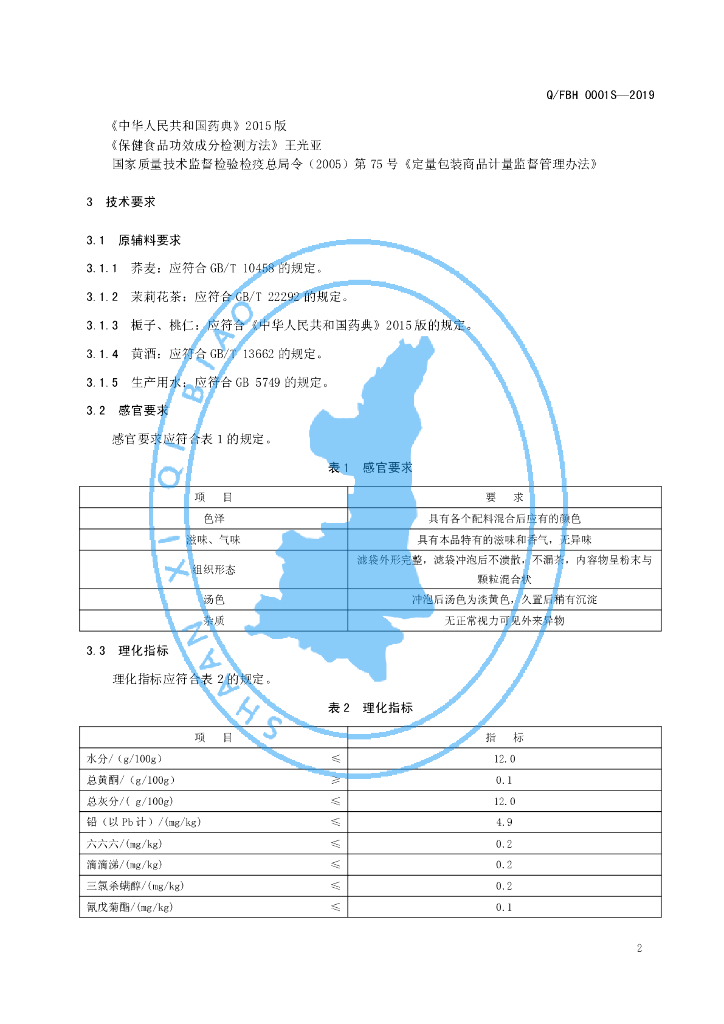 Q/FBH 0001S-2019 标准预览