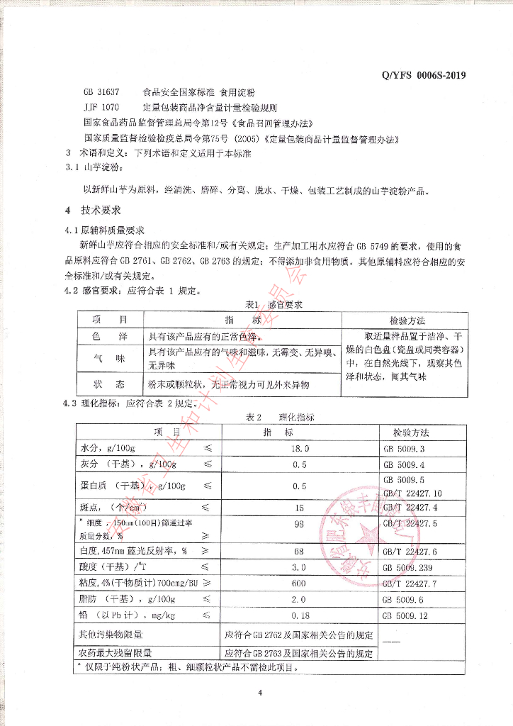 Q/YFS 0006S-2019 标准预览