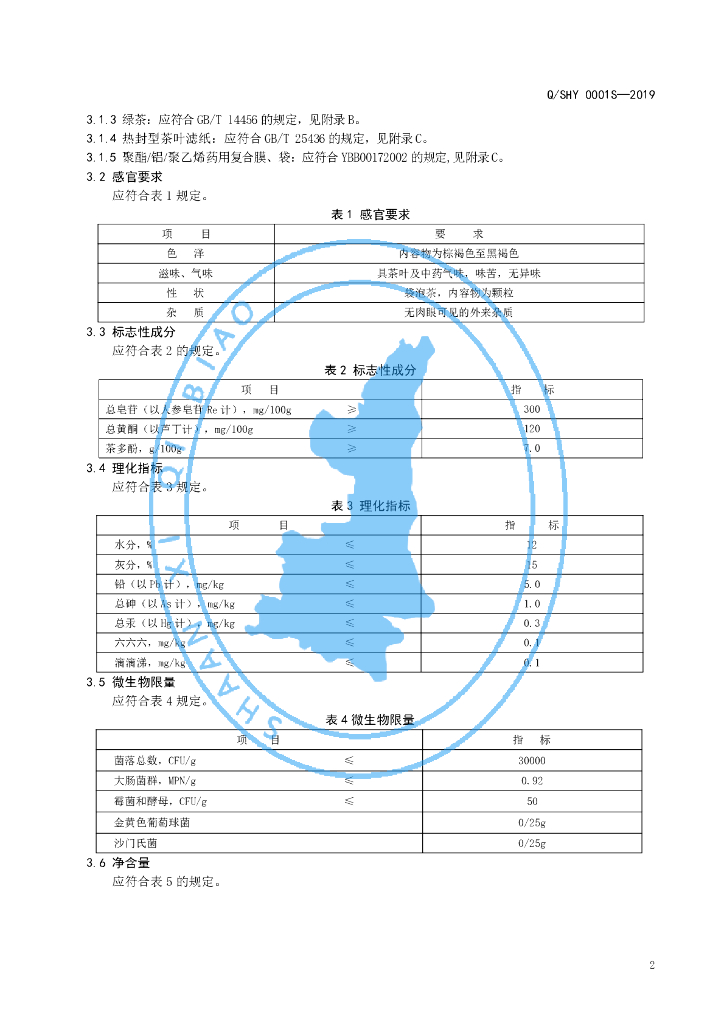 Q/SHY 0001S-2019 标准预览