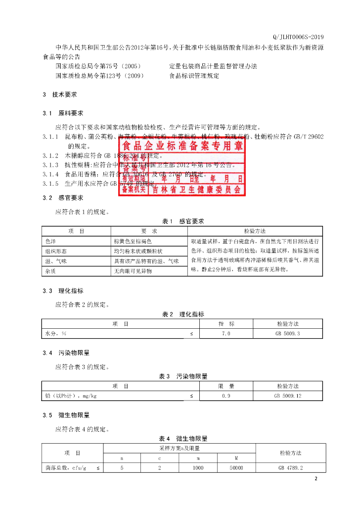 Q/JLHT 0006S-2019 标准预览