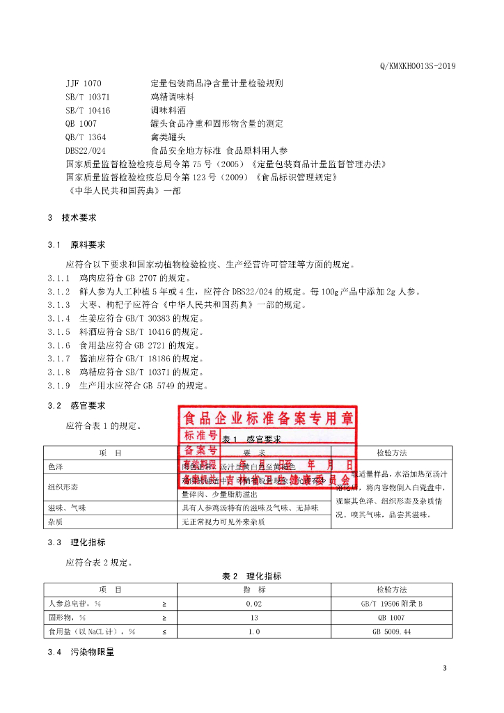 Q/KMXKH 0013S-2019 标准预览