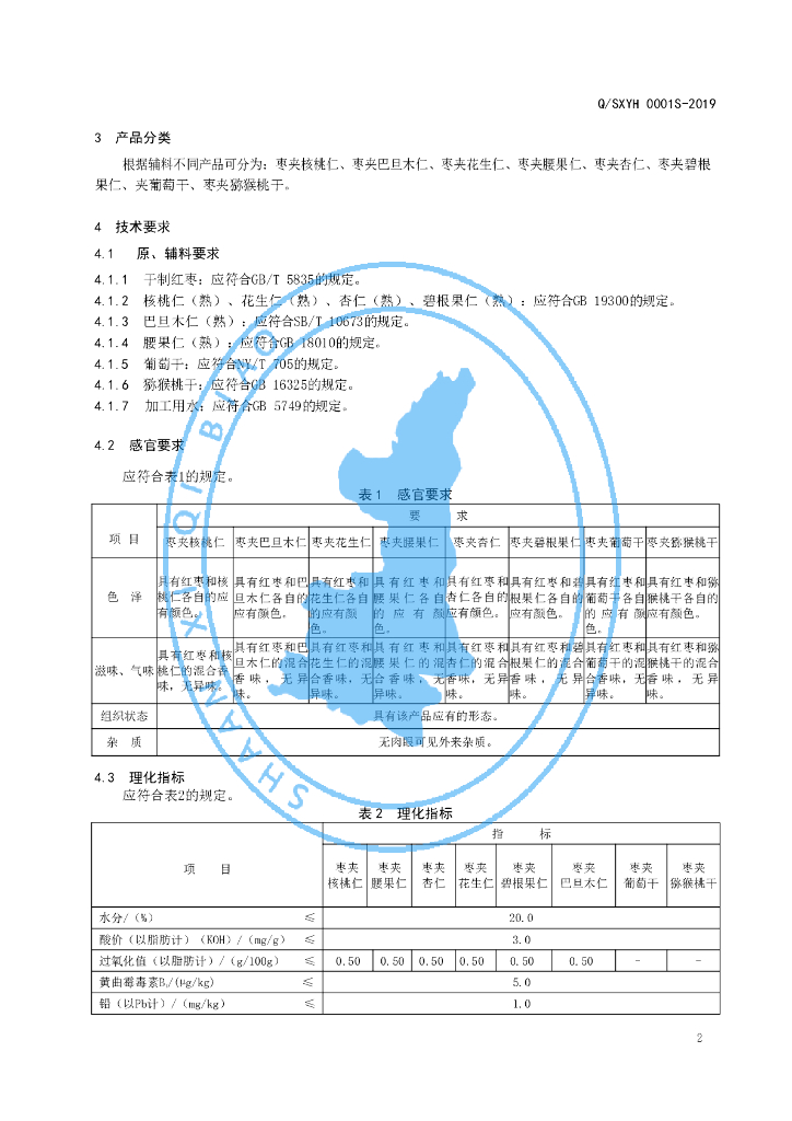 Q/SXYH 0001S-2019 标准预览