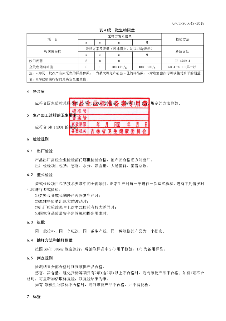 Q/CLHS 0064S-2019 标准预览