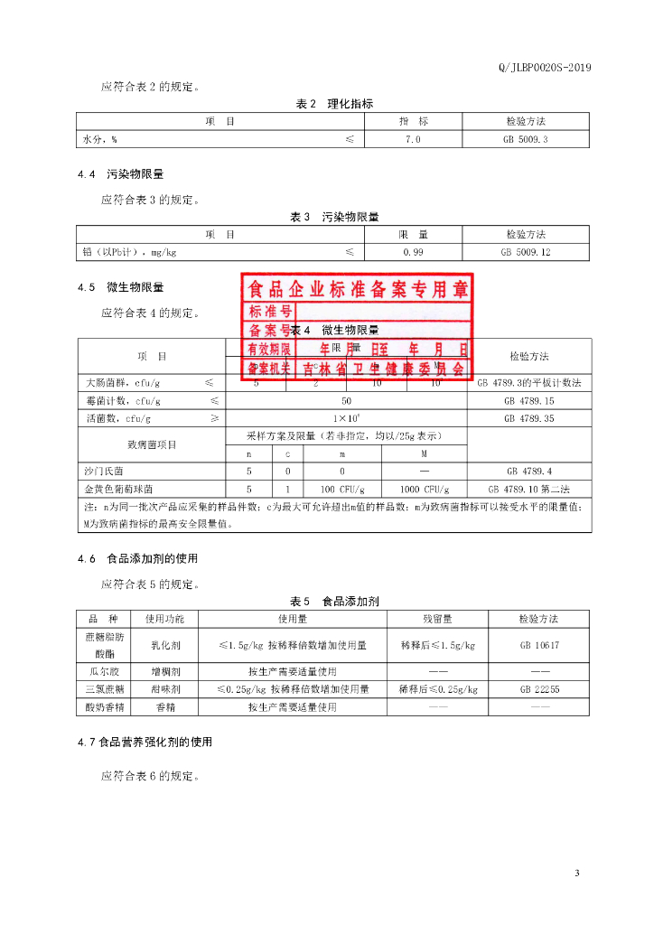 Q/JLBP 0020S-2019 标准预览