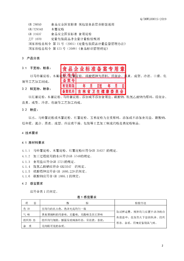 Q/DHWL 0001S-2019 标准预览