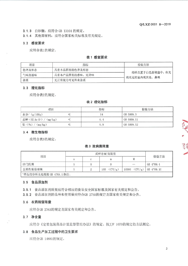 Q/LXZ 0001S-2019 标准预览