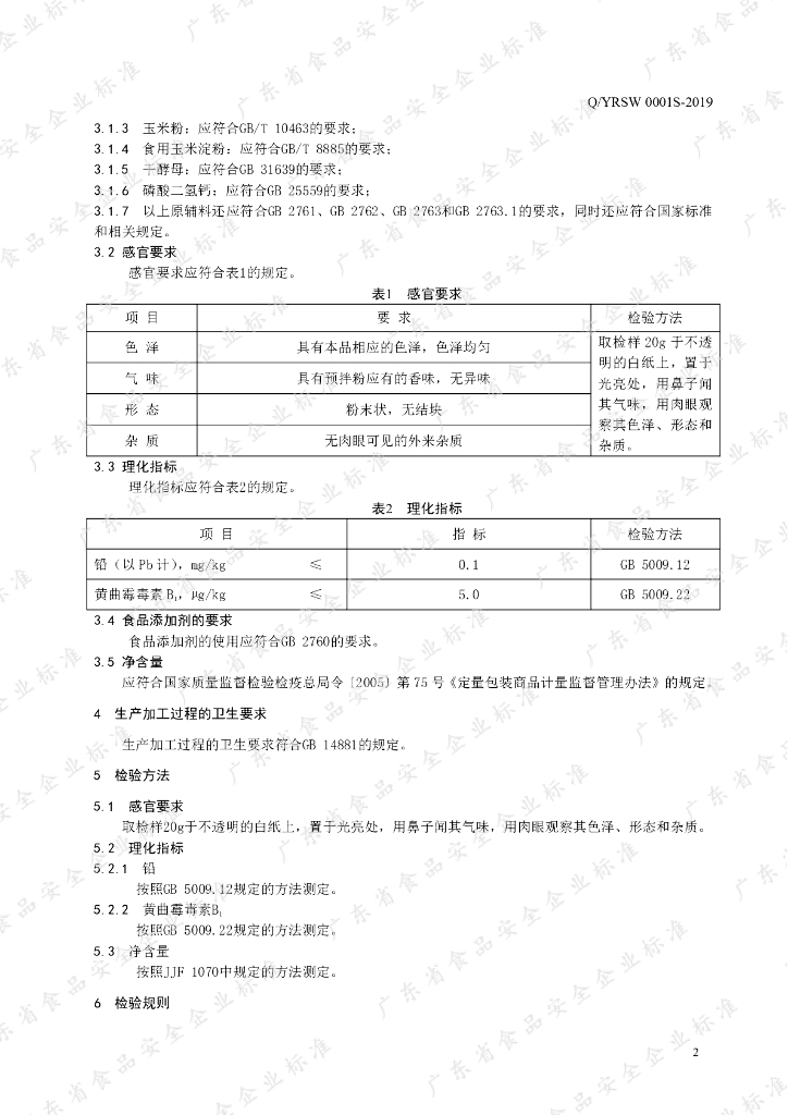 Q/YRSW 0001S-2019 标准预览