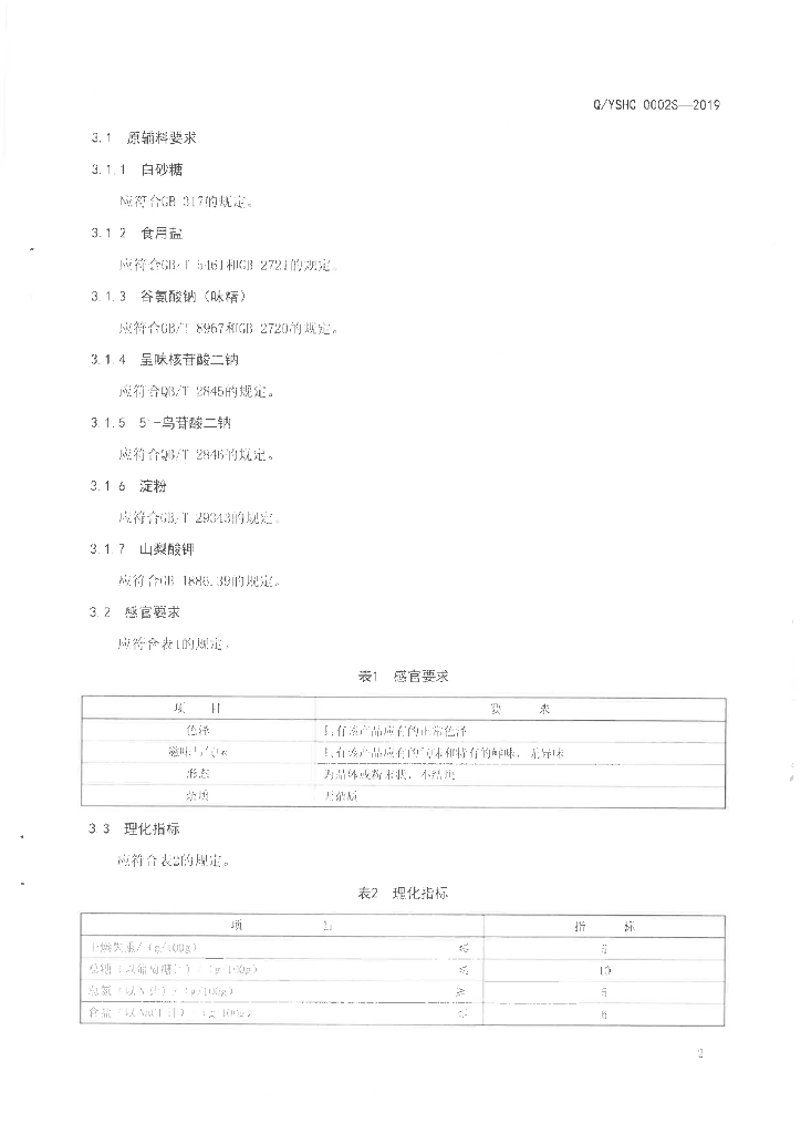 Q/YSHC 0002S-2019 标准预览