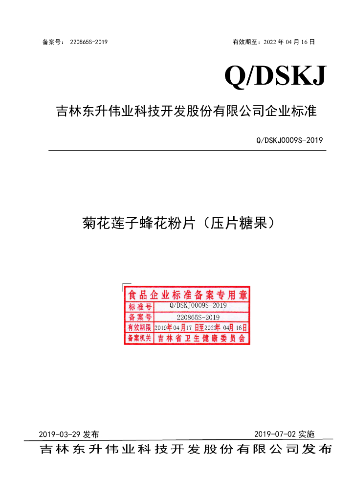 Q/DSKJ 0009S-2019 标准预览
