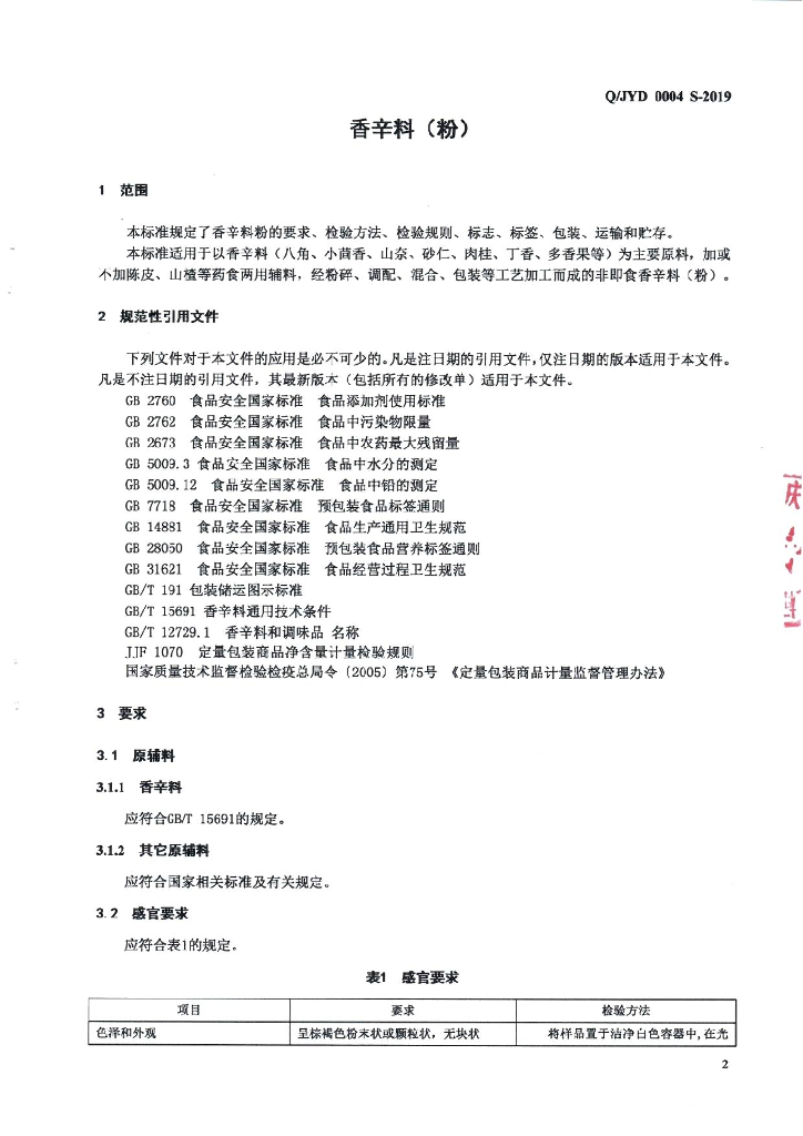 Q/JYD 0004S-2019 标准预览