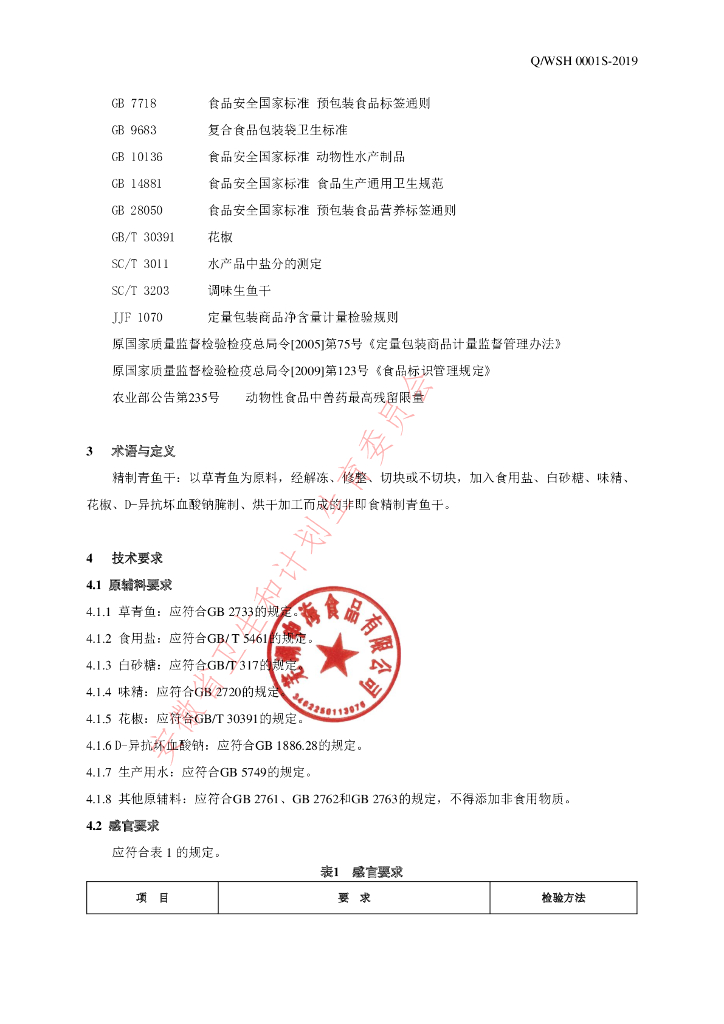 Q/WSH 0001S-2019 标准预览