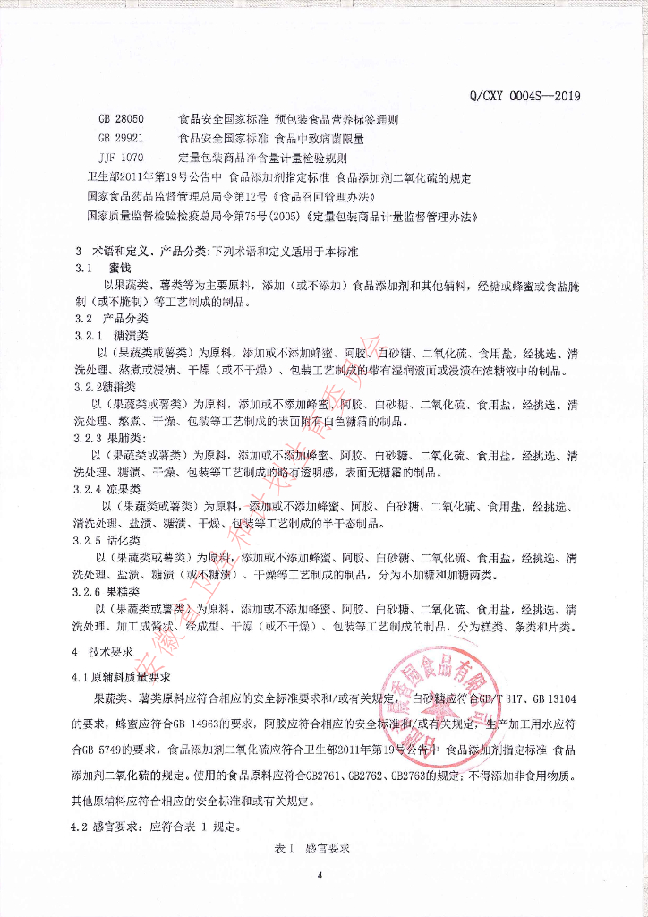 Q/CXY 0004S-2019 标准预览