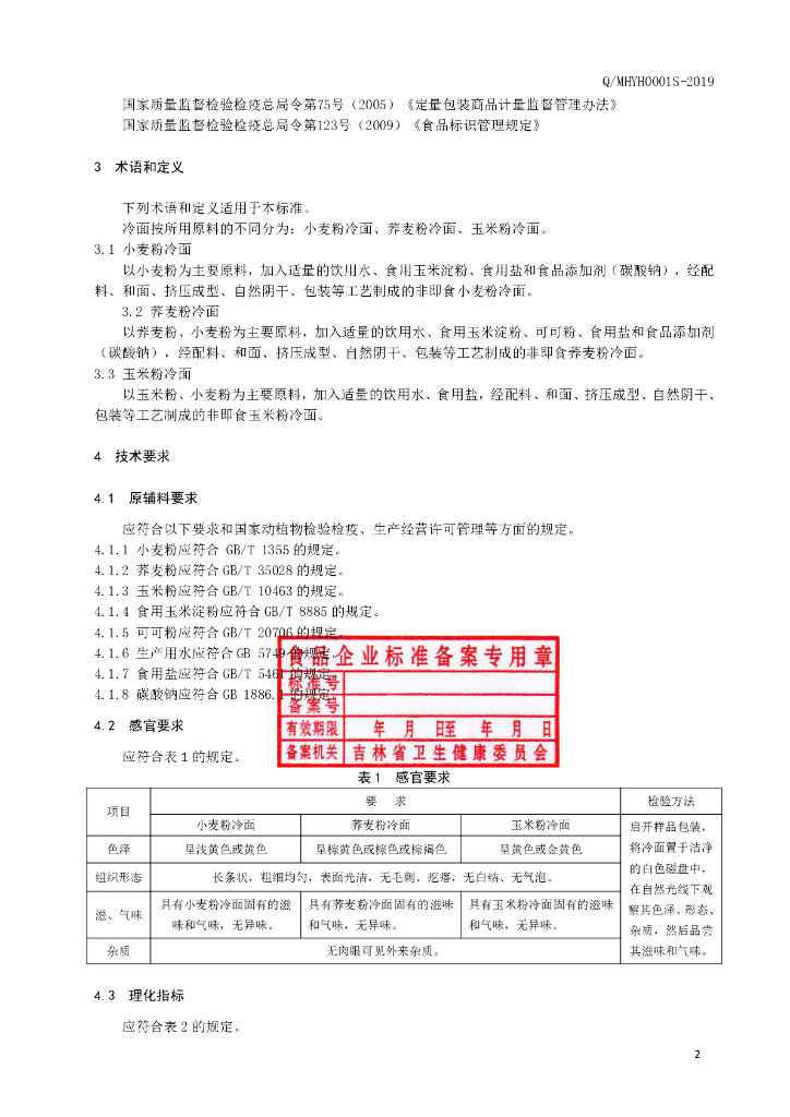 Q/MHYH 0001S-2019 标准预览