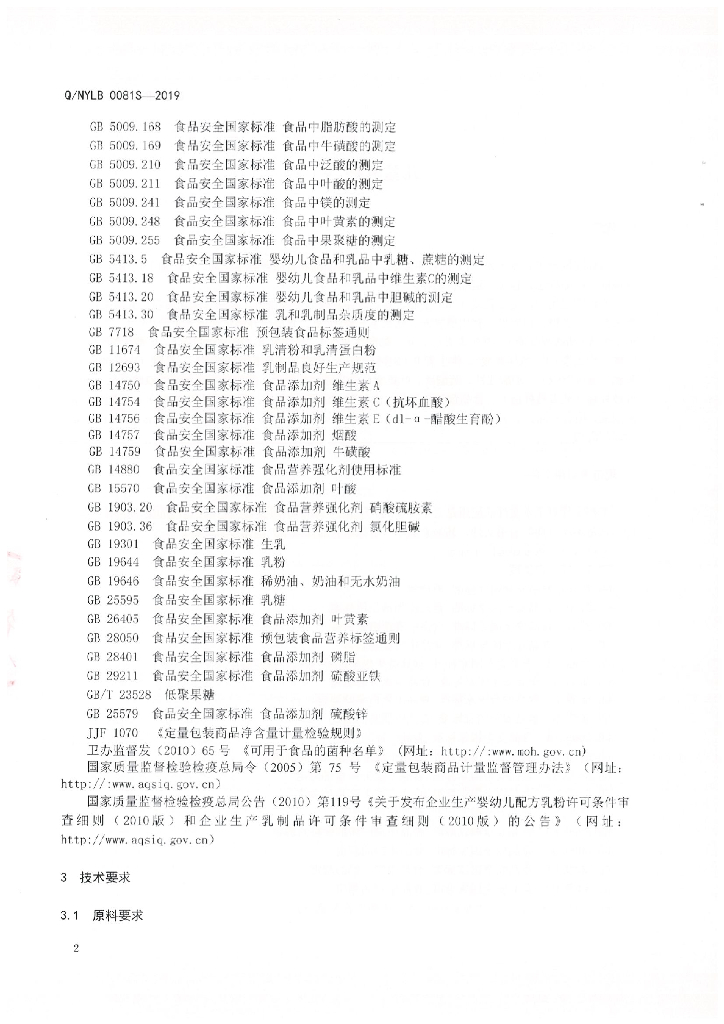 Q/NYLB 0081S-2019 标准预览