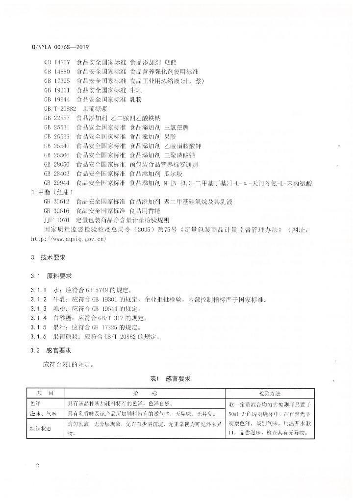 Q/NYLA 0076S-2019 标准预览