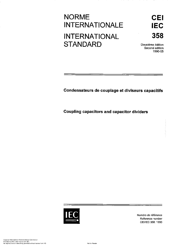 IEC 60358-1990 耦合电容器和电容分压器