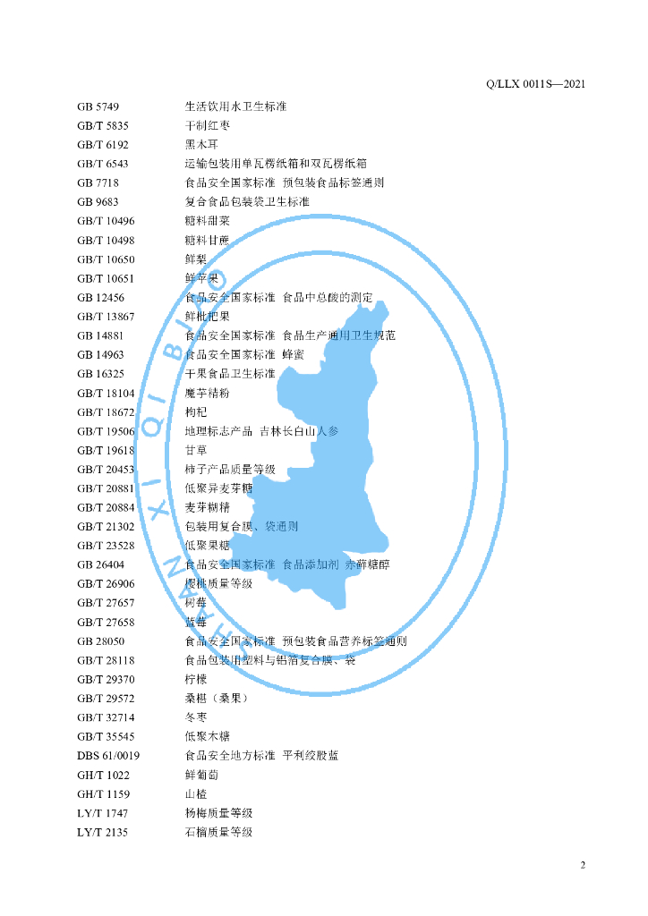 Q/LLX 0011S-2021 标准预览