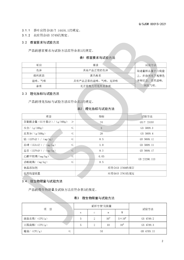 Q/SJSW 0001S-2021 标准预览