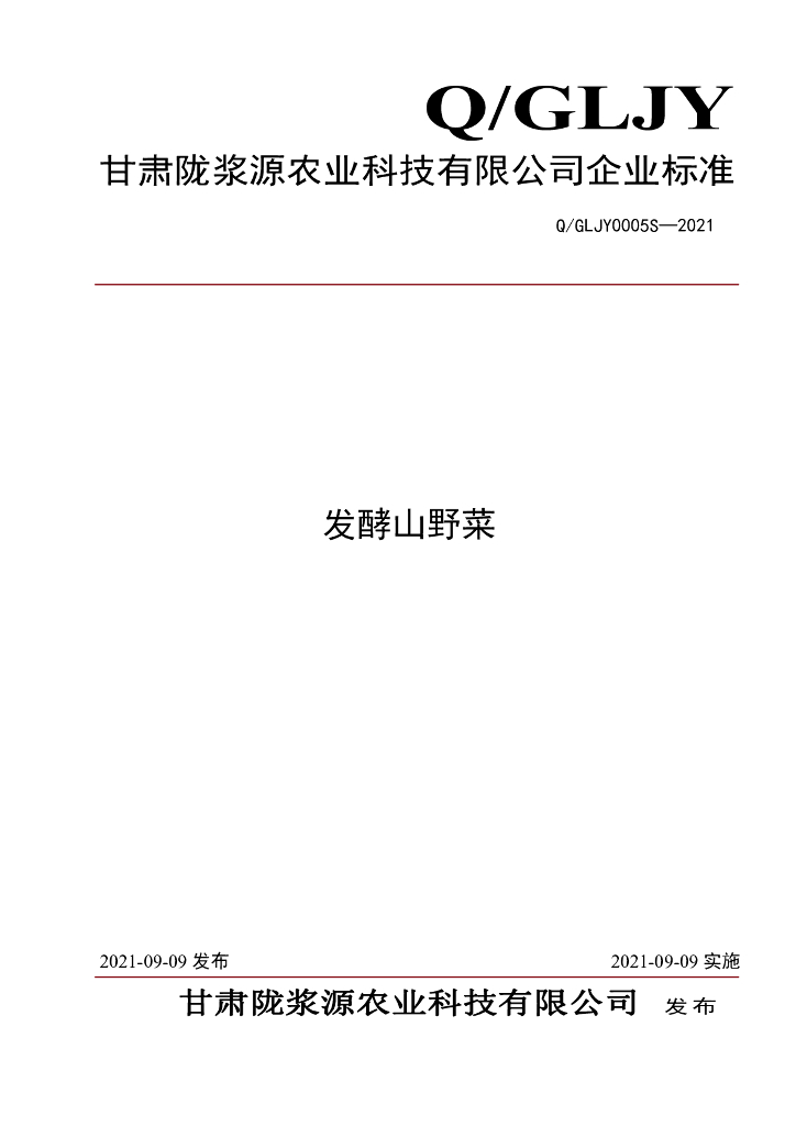 Q/GLJY 0005S-2021 标准预览