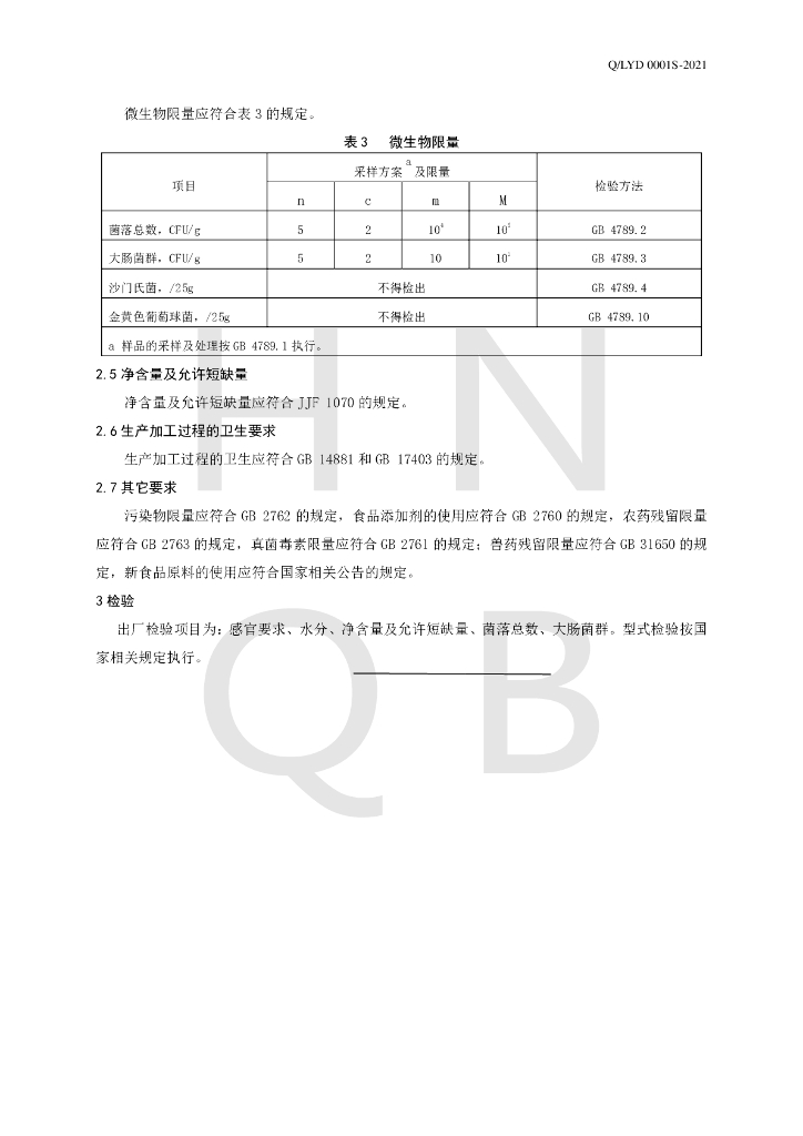 Q/LYD 0001S-2021 标准预览