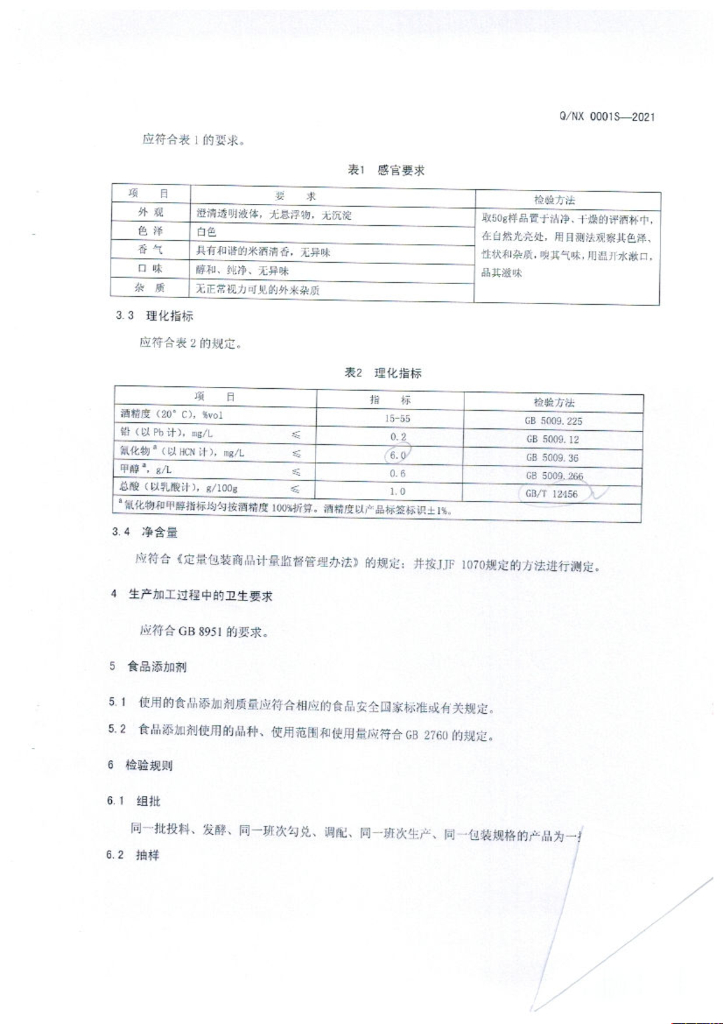 Q/NX 0001S-2021 标准预览