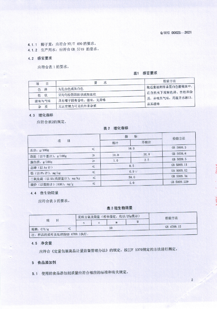 Q/XYC 0002S-2021 标准预览