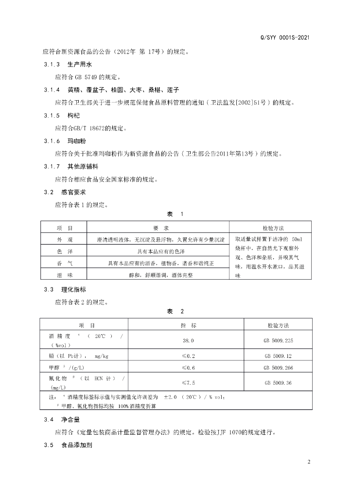 Q/SYY 0001S-2021 标准预览