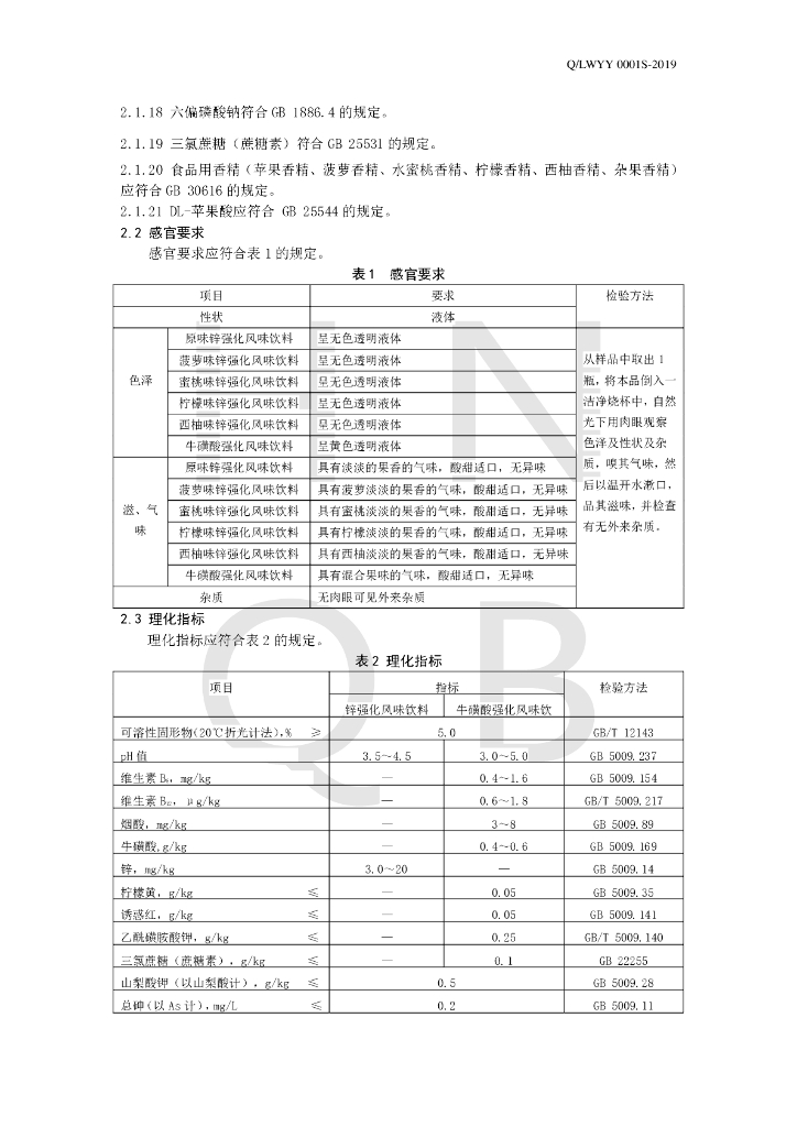 Q/LWYY 0001S-2019 标准预览