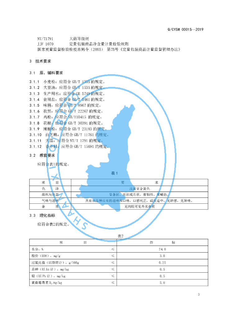 Q/CYSM 0001S-2019 标准预览
