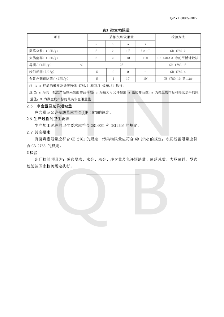 Q/ZYT 0003S-2019 标准预览