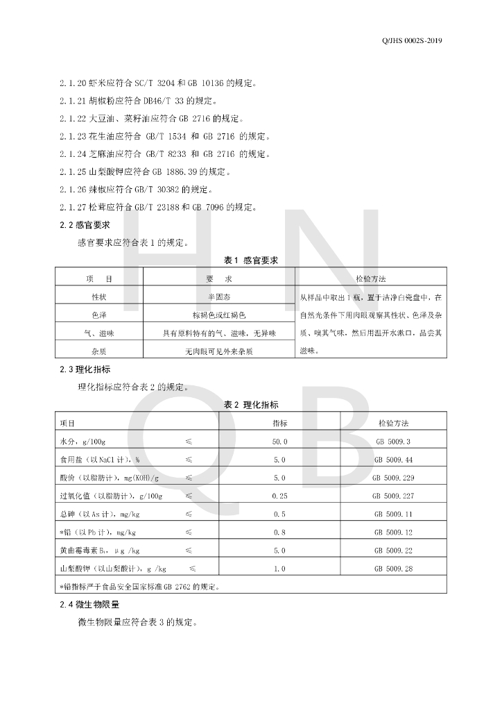 Q/JHS 0002S-2019 标准预览