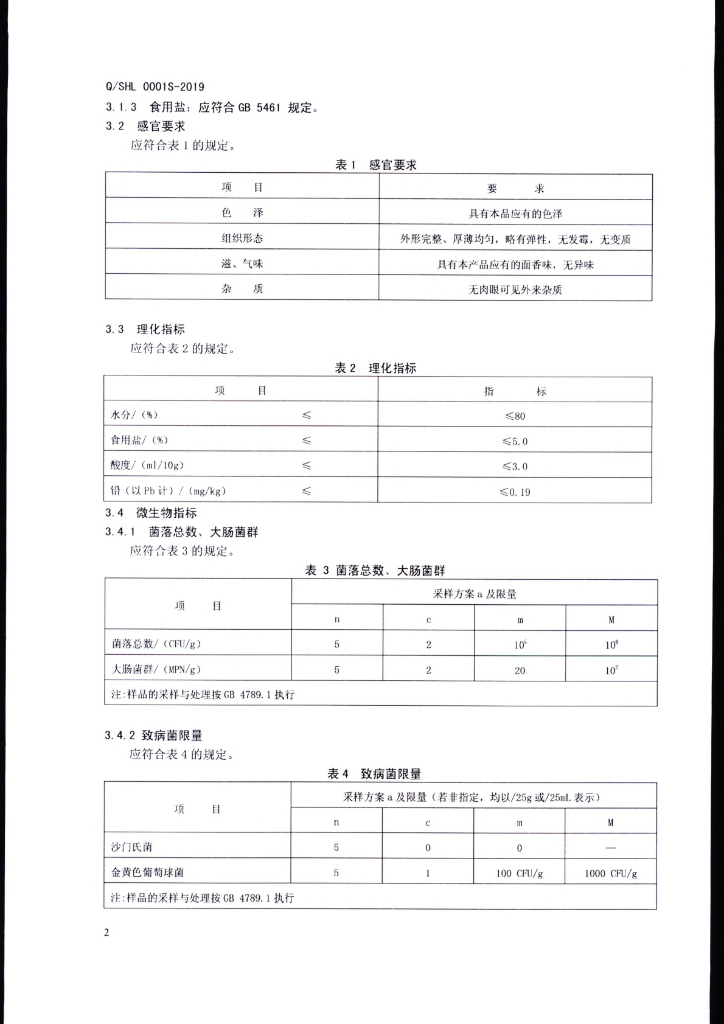 Q/SHL 0001S-2019 标准预览