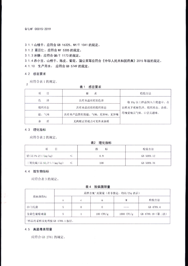 Q/LHF 0001S-2019 标准预览