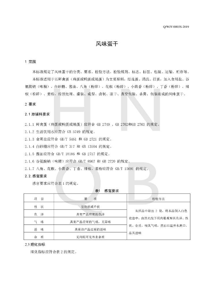 Q/WJY 0003S-2019 标准预览