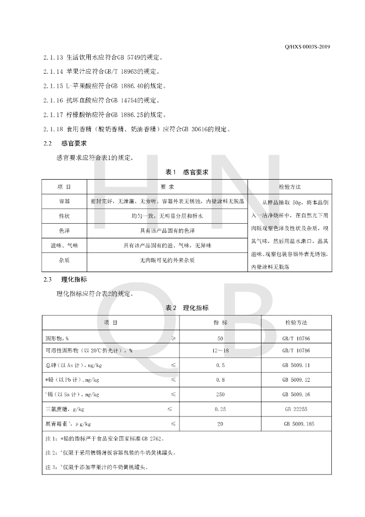 Q/HXS 0003S-2019 标准预览
